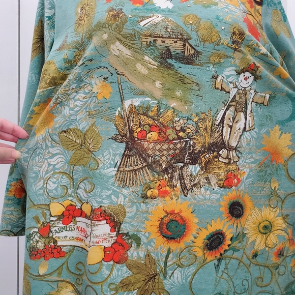 I.B.Diffusion Green Autumn Scene Shirt, Size Large - Picture 5 of 9